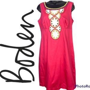 Boden Pink Sleeveless Dress with Embellished Neckline
